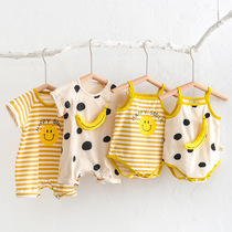 Baby net celebrity jumpsuit summer breathable baby suspender crawler cool newborn sleeveless fart jacket thin trend