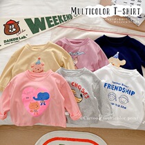 Baby cartoon undershirt 0-3 years old spring and autumn girls cute long sleeve t-shirt kids Korean version top baby underwear