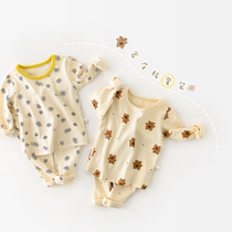 Baby autumn clothes autumn pants set childrens pajamas belly pants mens and womens baby cartoon home wear two-piece air-conditioned suit
