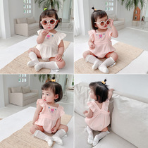 Baby summer foreign clothes girls thin jumpsuit girl baby fart clothes breathable cute climbing skirt princess