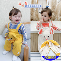 Childrens back with pants suit one-piece clothes boy Spring and autumn Korean version loose baby clothes 3-9-12 months foreign air tide