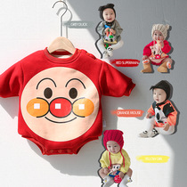 Baby autumn winter wrap fart Garsuede baby thickened Harvest newborn clothes winter clothing net red and cute one-piece clothes winter