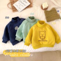 Baby winter coat Korean version coat baby fleece sweatshirt warm thick outfit jacket cartoon half turtleneck top