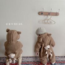 INS net celebrity baby one-piece winter coat go out to hug the coat fur cute baby boy crawler suit Har clothes are piled and thickened