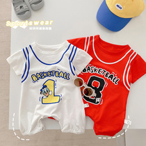 Baby boy sports climbing suit 0-2 years old summer baby foreign short sleeve jumpsuit newborn thin summer suit