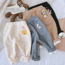 Childrens plush pants winter baby foreign style PP pants sweatpants mens and womens baby casual pants thick thermal pants