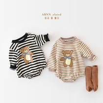 Baby one-piece foreign spring clothes male and female babies long sleeves super cute ha clothes wrapped fart clothes newborn crawling clothes outing clothes