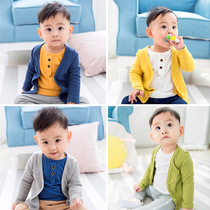 Baby Autumn Clothing Male Baby Jacket Spring Autumn Knitted Cardiovert Male Girl Pure Color Infant Blouse Newborn Coat