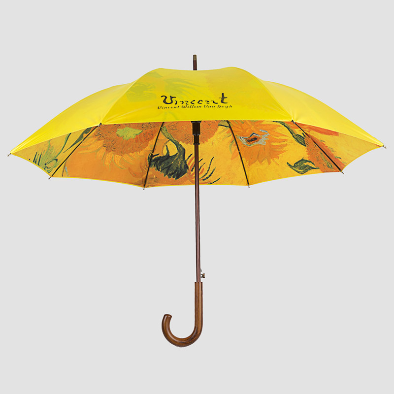 British vintage wooden handle double automatic long-handle umbrella van Gogh umbrella anti-wind umbrella super-large parasol