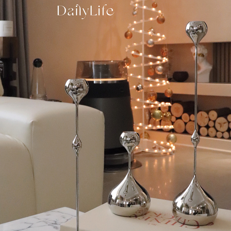 Silver Drop Candle Holder Pendulum with light extravagant metal method European-style retro wedding scented candle High sense Nordic rot-Taobao