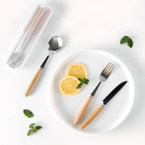 304 stainless steel wood spoon to eat spoon with fork chopsticks childrens spoon wood spoon