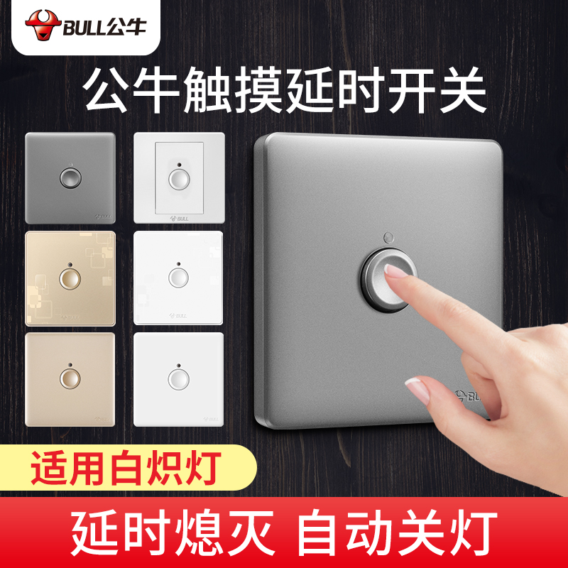 Bull Stairs Light Touch Touch Time-lapse Delay OFF Light Induction Switch 220v Panel 86 Type Light Touch-Taobao
