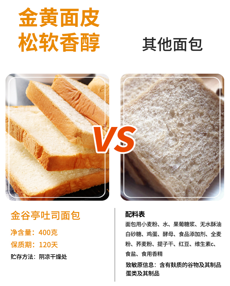 【金谷亭】全麦吐司面包多口味440g