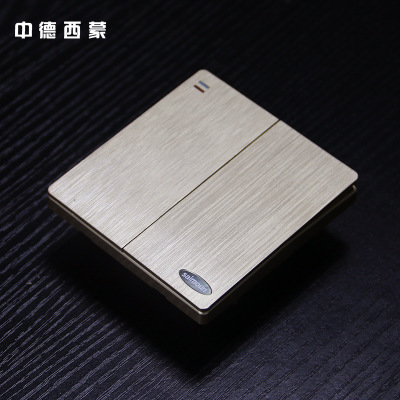 Sino-german Simon Socket Switch Home 86 Wire Drawing Gold Did-on Single Control Switch Double Switch Single-Link Wall Panel Switch