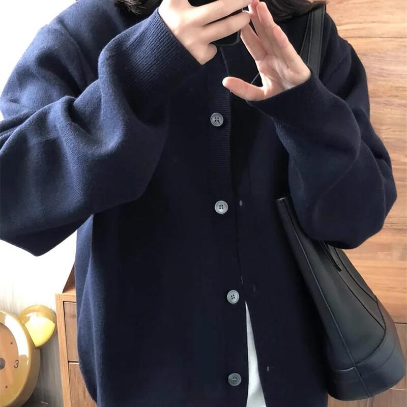 Navy Blue Sweater Cardigan for Women, Knitted Top, New Autumn Style, Loose, Lazy Style, Unique, Casual, Versatile Top