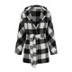 77store hooded cloak double-sided cashmere coat women's winter white plaid short section small woolen coat