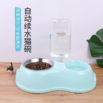 Cat food bowl Double bowl Cat bowl Automatic drinking bowl Pet bowl Small dog double bowl feeding bowl Cat food bowl