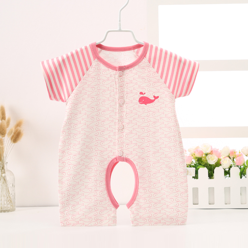 Bé Ha Yi Mùa Hè Ngắn Tay Áo Bông Cardigan Mỏng 0-1 Năm Cũ Bé Nửa Tay Áo Một Mảnh Cardigan Đồ Ngủ Nam Giới và phụ nữ bộ body bé trai