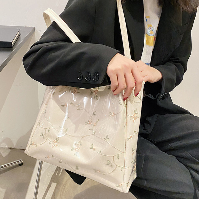 Bag women's large capacity 2022 new autumn and winter all-match transparent bag college students class shoulder bag fashion tote bag