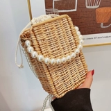 Пляжная небольшая небольшая сумка, соломенная плетеная сумка через плечо, изысканный стиль