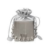 Демисезонная небольшая серебряная универсальная сумка через плечо