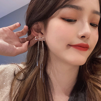 2021 New Tide earrings female summer niche earrings Korean temperament Net red long tassel bow earrings