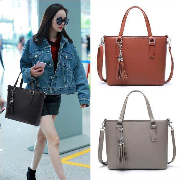 Handbag Tassel soft leather large bag Fashion oblique cross shoulder bag Bags womens bags ladys bag