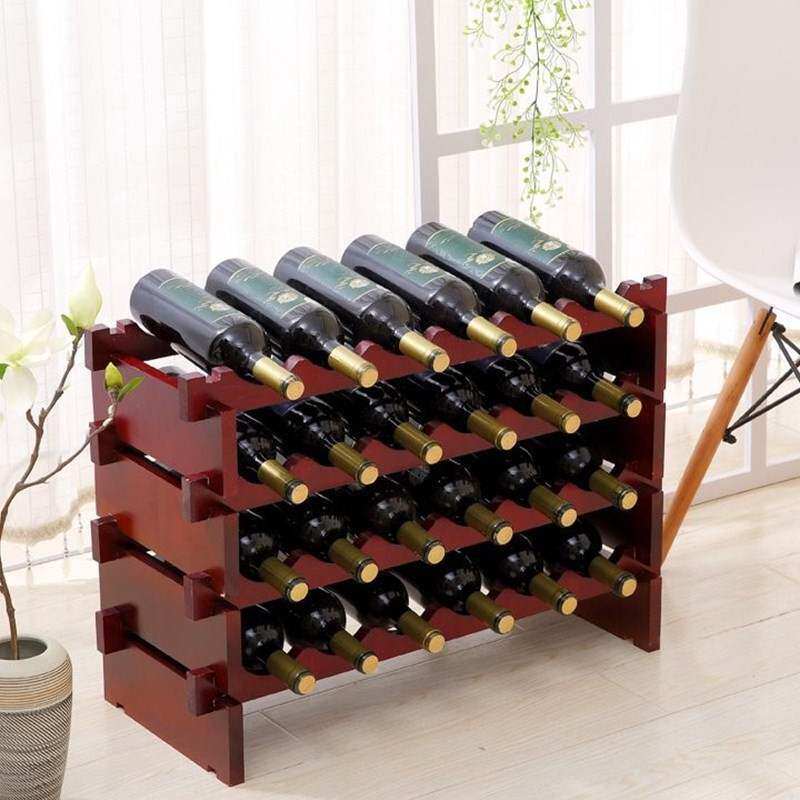 Solid wood stacked wine rack wine shelf European wood wine