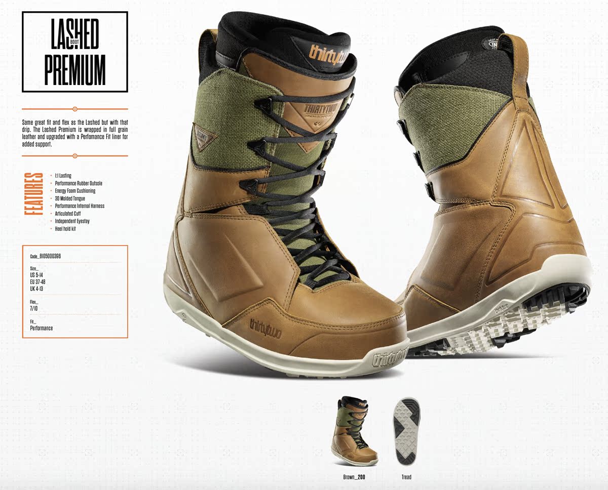 PZ Skis 2021 Thirtytwo Lashed Premium Snowboard Boots Sliding Hardness 7