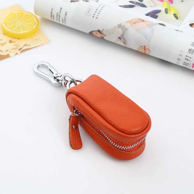 Head skin men leather keybag lady business waist bag car minimal large capacity lock bag bag