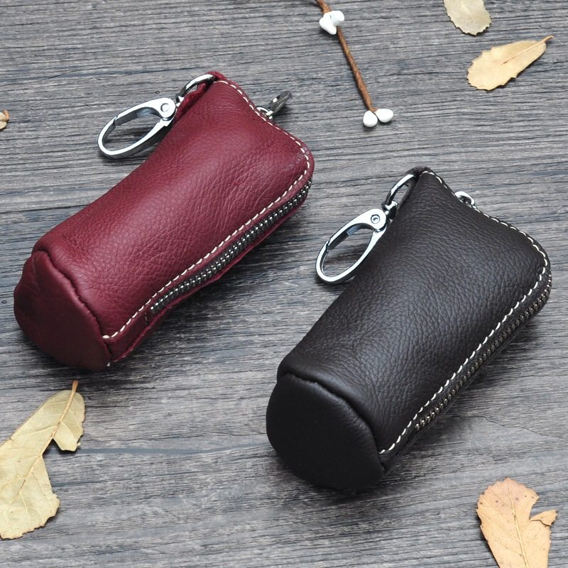 New Head Layer Cow Leather Car Key Bag Men And Women Retro Genuine Leather Waist Hanging Multifunction Home Car Lock Spoon Bag 