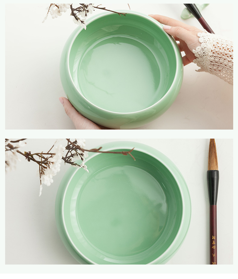 Students four treasures suit jingdezhen writing brush washer from large archaize ceramic celadon dish water ink pen to lick a plate