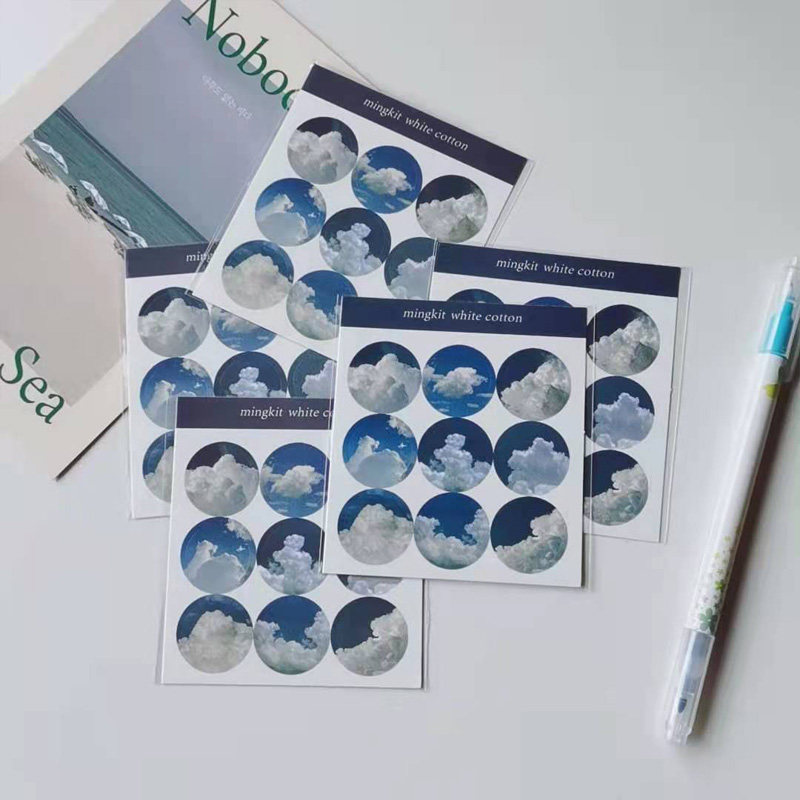 South Korea Ins with Blue Sky Cloud Cloud Sticker Small Freshener Brief Hand Ledger Notebook Material Paste closure sticker
