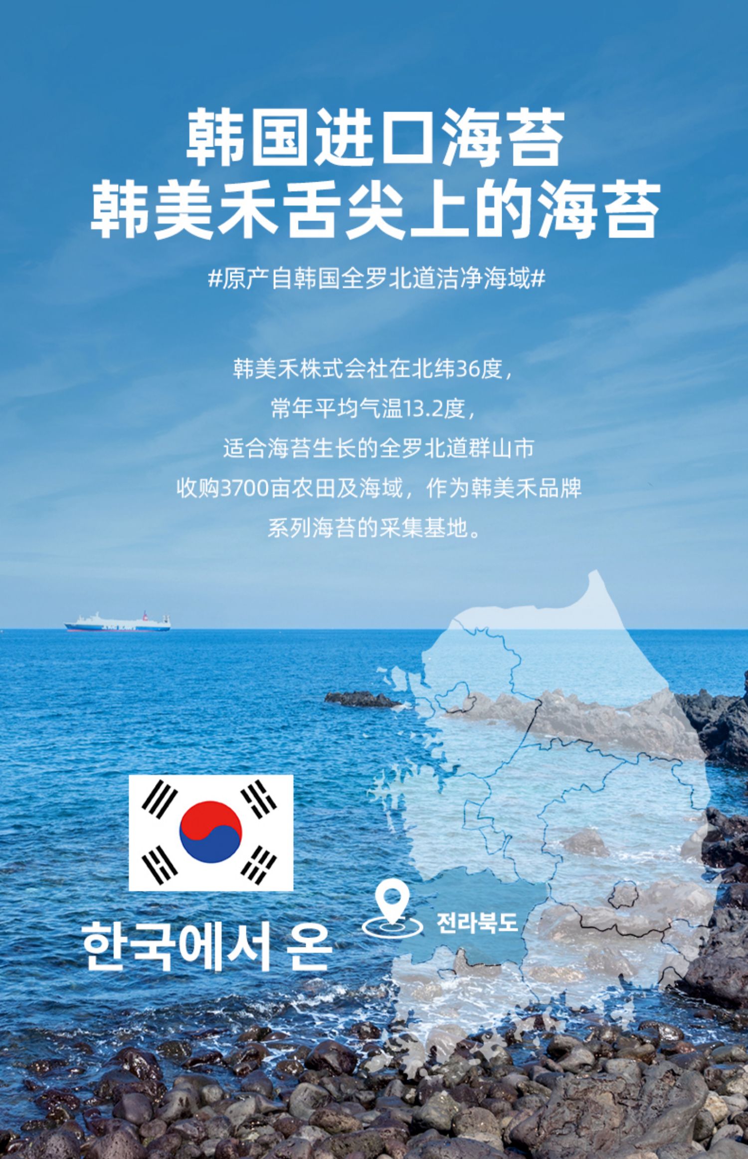 韩国进口丨无添加即食纯海苔片10包*6片