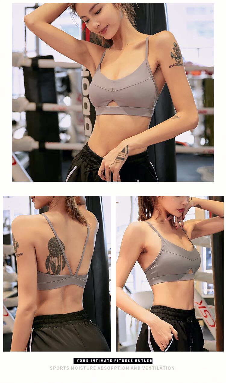 Đồ lót thể thao, chạy bộ của phụ nữ, yoga chống sốc, dây đeo vai mỏng, áo ngực, ngực lớn, áo ngực đẹp, áo ngực thể dục mỏng - Đồ lót thể thao áo tập yoga