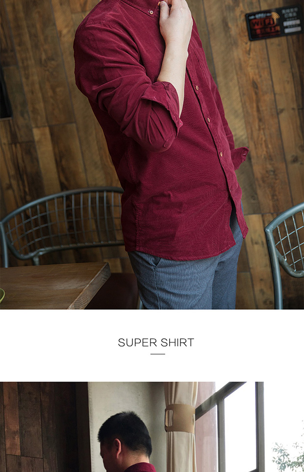 Áo sơ mi nam mùa xuân và mùa thu G3X5 áo dài tay bằng vải nhung cho người trung niên cashmere với áo sơ mi cotton cỏ shop áo sơ mi nam