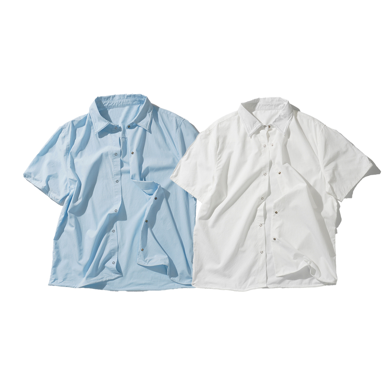 Borrowed Project Twisted Fishbone Steel Wire Short-Sleeved Shirt with Square Collar, Light Color, Unisex, Shapeable Half-Sleeve