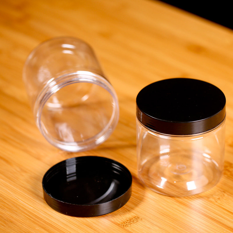 Plastic bottle Transparent food sealed jar Round with lid Transparent small plastic bottle pet dried fruit nut biscuit jar