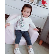 Luật D * 1-10 tuổi ~ Mùa xuân và mùa thu Cô gái mới Áo thun dài tay Big Boy Cotton in trên cùng