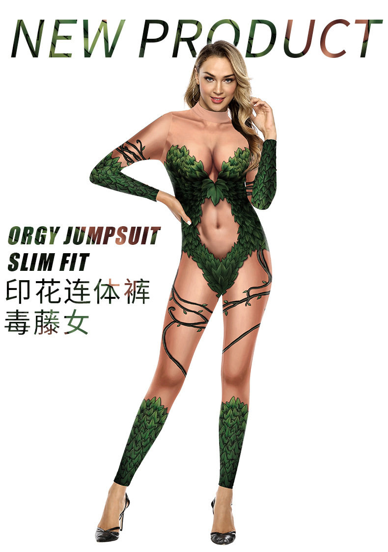 Боди/брюки women's snake print skinny casual jumpsuit女装紧身休闲连体裤
