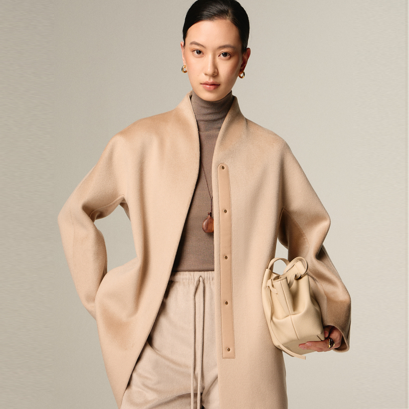 13.8 Micron Small Cashmere Volcanic Collar 100% Pure Cashmere Coat for Women G27028 13.8 Micron Small Cashmere Volcanic Collar 100% Pure Cashmere Coat for Women G27028