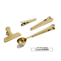 Nordic brass coffee spoon Gold sealing clip Office sealing folder Sub-bill clip Dovetail clip Long tail clip