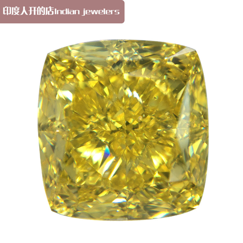 GIA Yellow Diamond Cushion 3 06 Carat Fancy Intense Yellow SI1 Clarity Colored Diamond