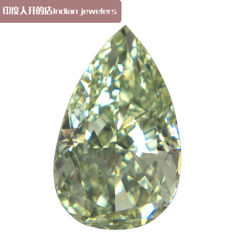 Colored Diamond Green Diamond Drop Shape 0 53CT FancyLightYellowGreen GIA Certificate