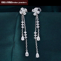 Diamond Earrings Tassels Earrings Luxury Inlay Water Drop Main Diamond 84 points Diamond Hong Kong Seiko Customized