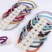 Curtain tie rope magnetic pearl buckle tie Rubiks cube button cloth tie Oriental Pearl hanging ball tassel
