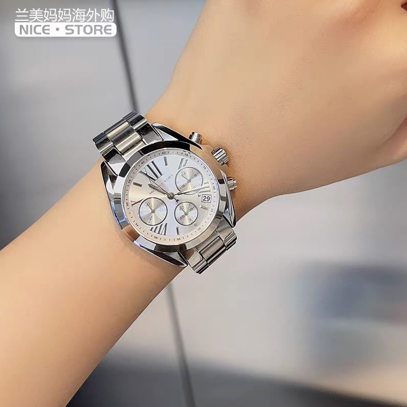 Michael Kors Women's Watch Mk Women's Watch Fashion Steel Band Calendar Three-Eye European and American Quartz Watch Mk6174