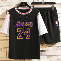 Basketball suit suit mens summer No 24 Kobe jersey James 23 short-sleeved fake two-piece childrens basketball sports jersey