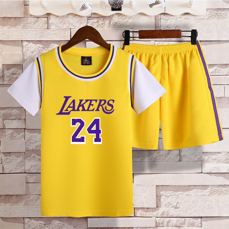 Fake two-piece children's basketball uniforms boys suits girls kindergarten primary school students Kobe No. 24 jersey custom ball uniforms