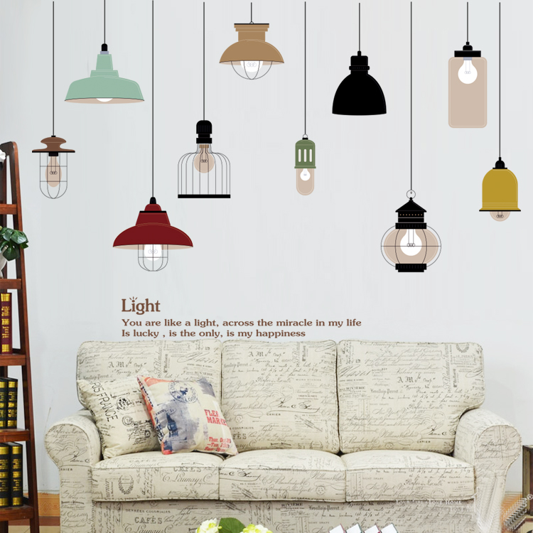 Simple and fashionable chandelier study living room bedroom TV sofa background strong home decoration wallpaper removable wall stickers